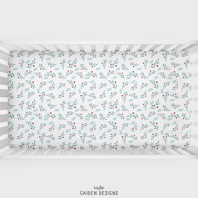 Holly Christmas Personalized Crib Sheet