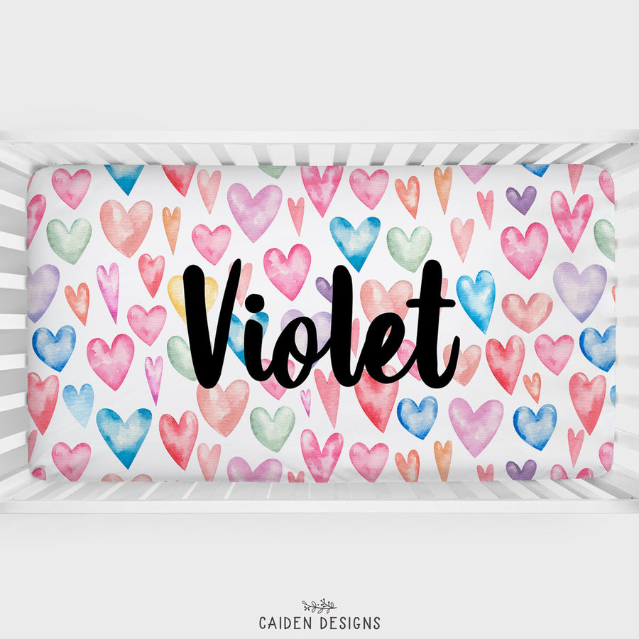Valentine's Hearts Personalized Crib Sheet