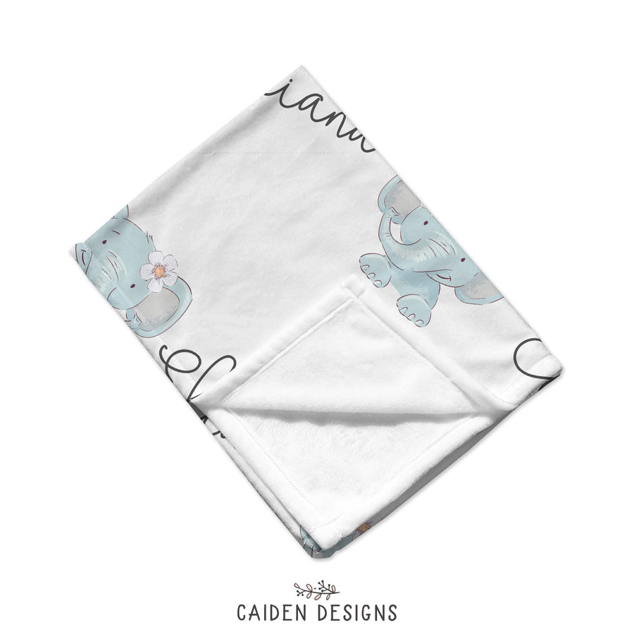 Personalized Girl/Boy Elephant Baby Blanket