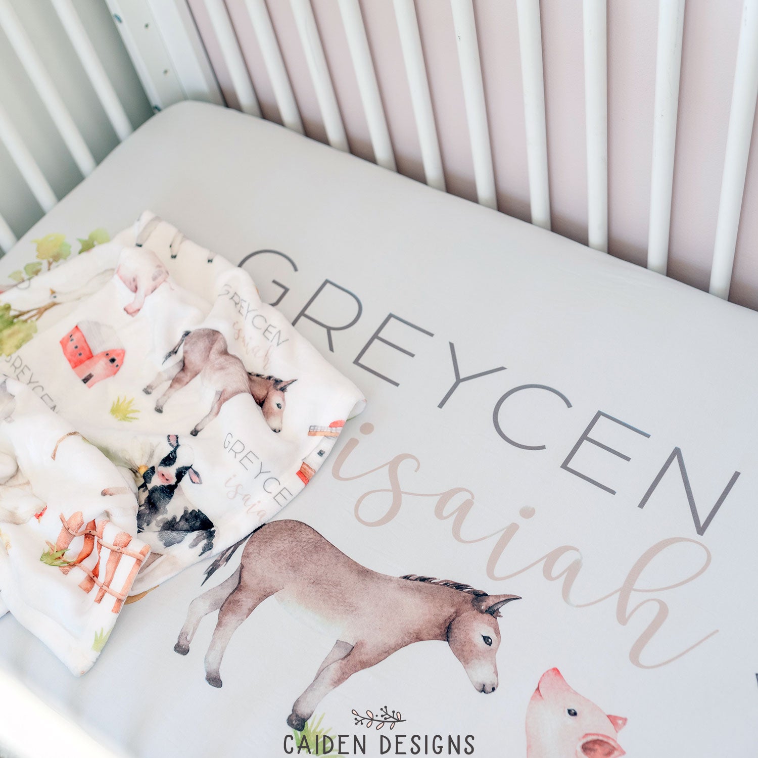 Farm Animals Personalized Crib Sheet Caiden Designs