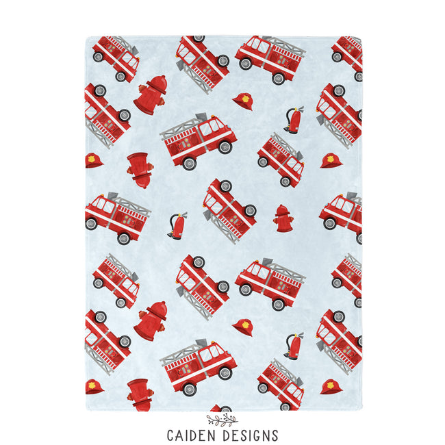 Red Fire Trucks Personalized Blanket