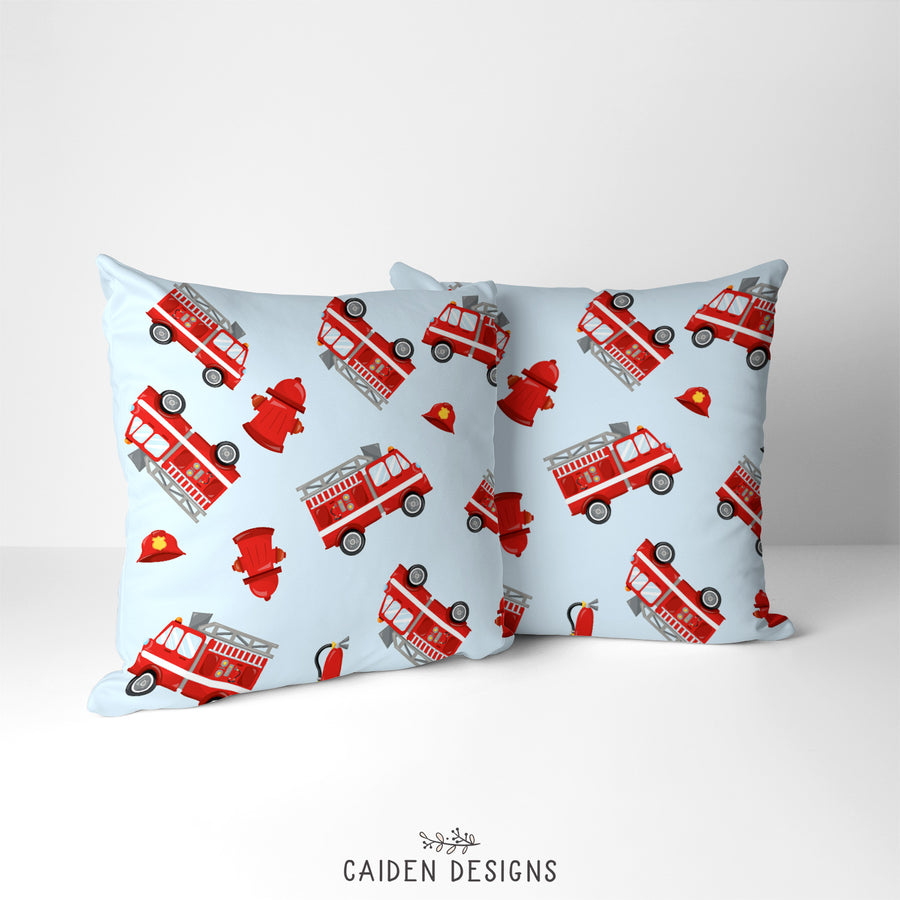 Fire Trucks Personalized Throw Pillow