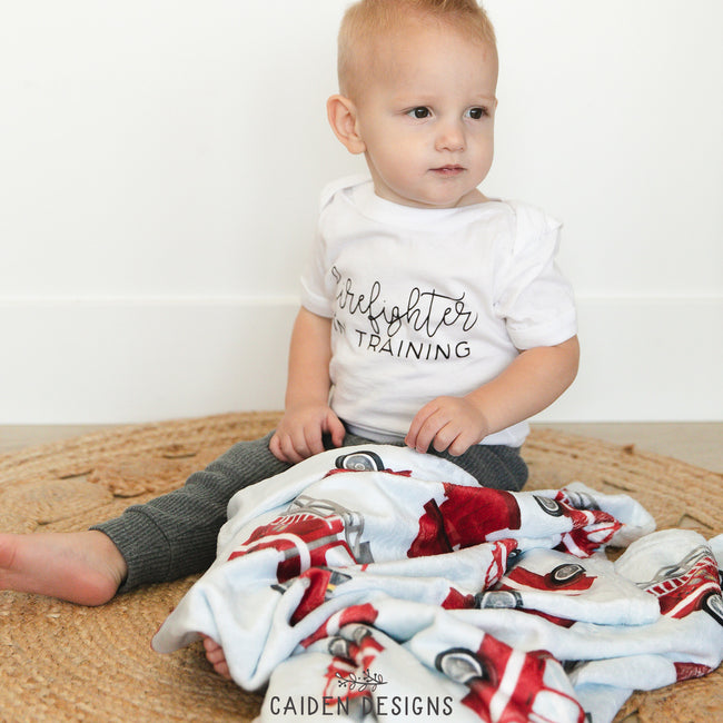 Red Fire Trucks Personalized Blanket