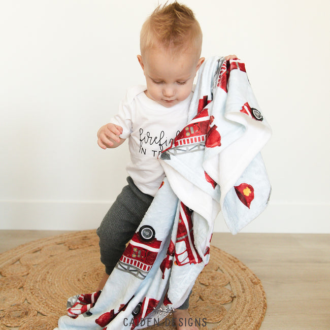 Red Fire Trucks Personalized Blanket