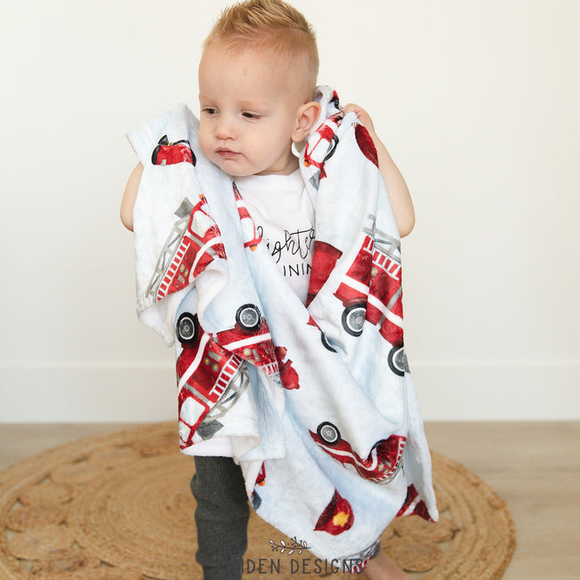 Red Fire Trucks Personalized Blanket