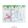 Flamingo Personalized Baby Girl Milestone Blanket