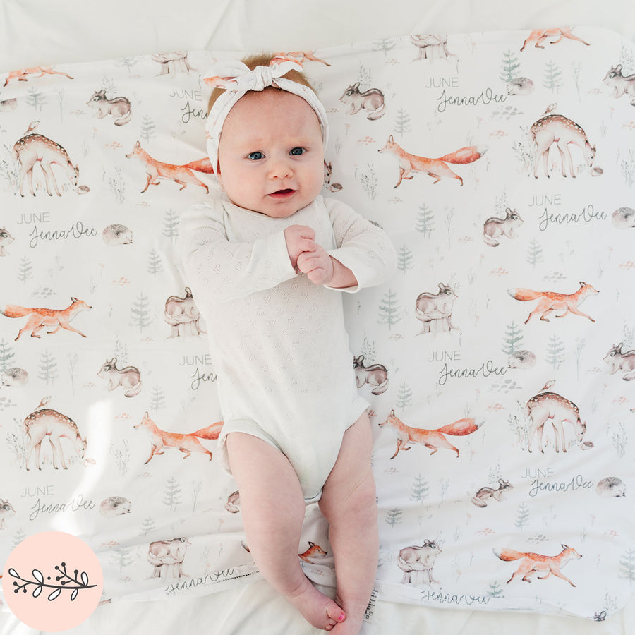 Woodland Animals Personalized Baby Blanket