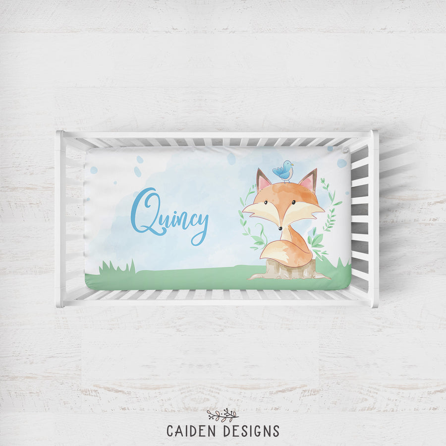 Fox Baby Boy Personalized Crib Sheet
