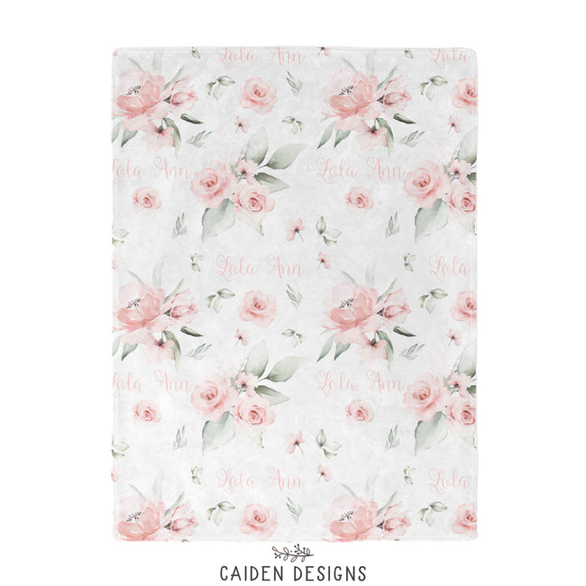 Soft Watercolor Flowers Personalized Blanket