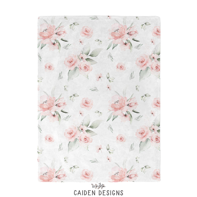 Soft Watercolor Flowers Personalized Blanket