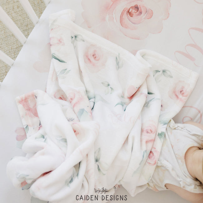 Soft Watercolor Flowers Personalized Blanket