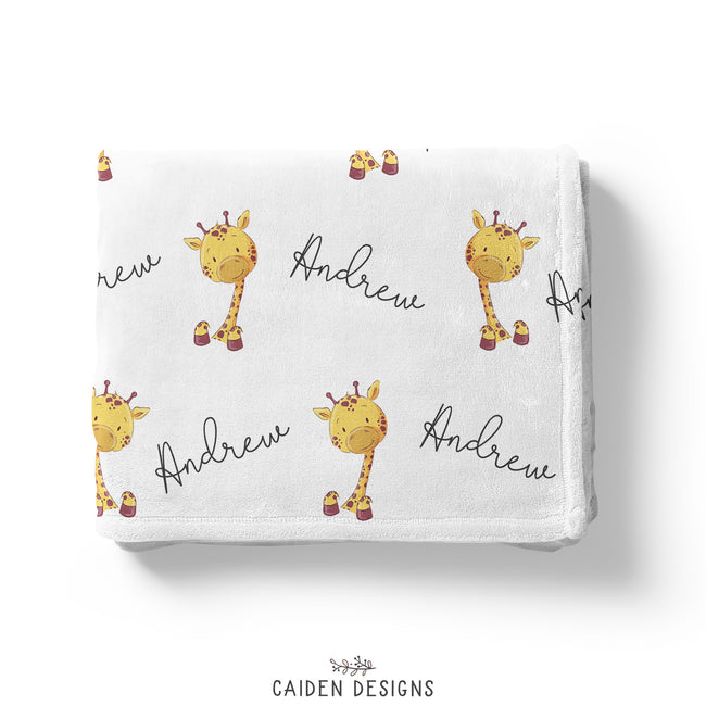 Personalized giraffe baby blanket