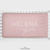 Dusty Pink Heart Script Personalized Crib Sheet