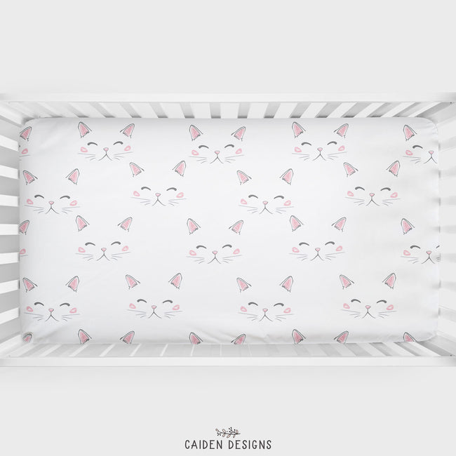 Kitty Face Personalized Crib Sheet