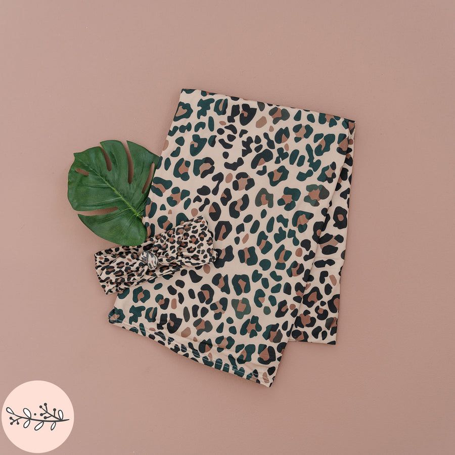 Brown Leopard Print Baby Swaddle Blanket