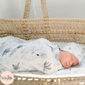 Monochrome Watercolor Bunny Baby Swaddle Blanket