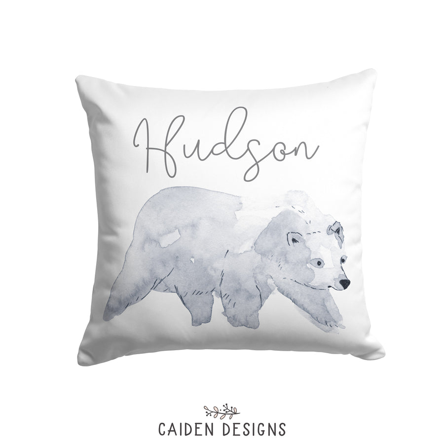 Monochrome Watercolor Mama Bear Personalized Pillow