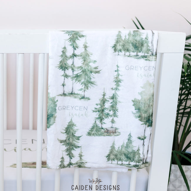 Watercolor Forest Personalized Blanket