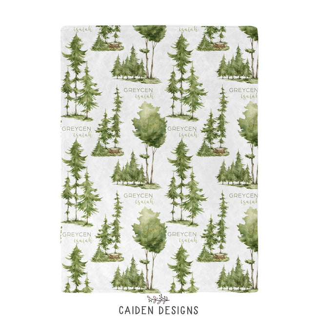 Watercolor Forest Personalized Blanket