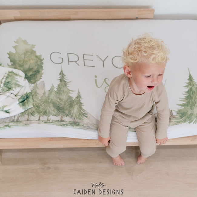 Watercolor Forest Personalized Crib Sheet