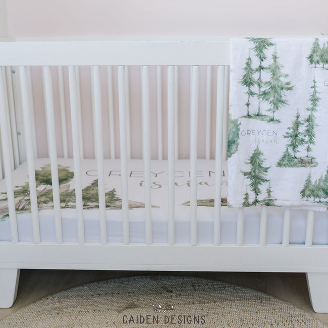 Watercolor Forest Personalized Crib Sheet