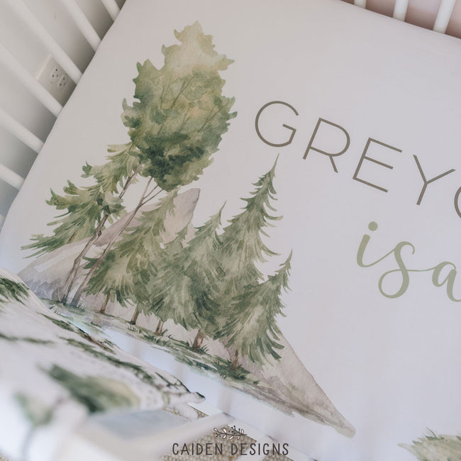 Watercolor Forest Personalized Crib Sheet