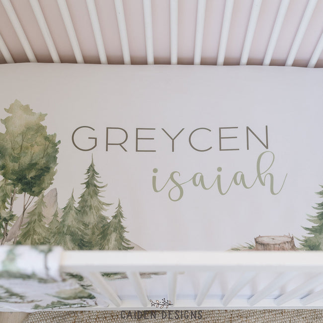 Watercolor Forest Personalized Crib Sheet