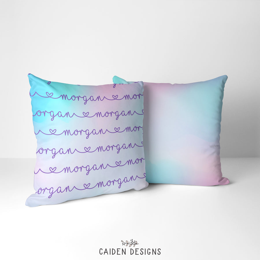 Pastel Rainbow Ombre Personalized Pillow