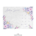 Pastel Watercolor Flowers Personalized Baby Milestone Blanket