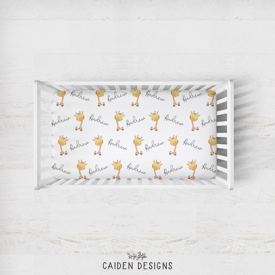 Giraffe Personalized Crib Sheet Caiden Designs