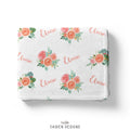 Peach Floral Personalized Blanket
