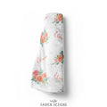 Peach Floral Personalized Blanket