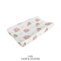 Peach Floral Personalized Changing Pad Cover