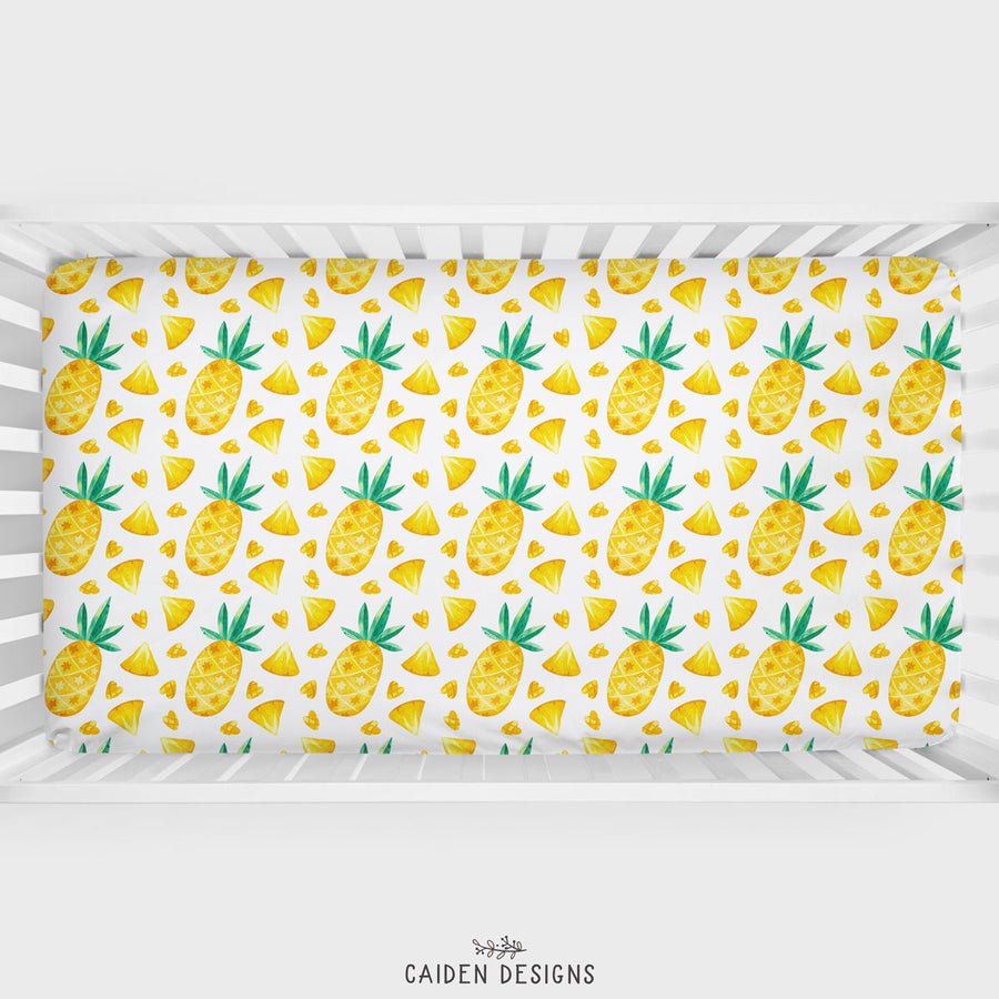 Pineapples Personalized Crib Sheet