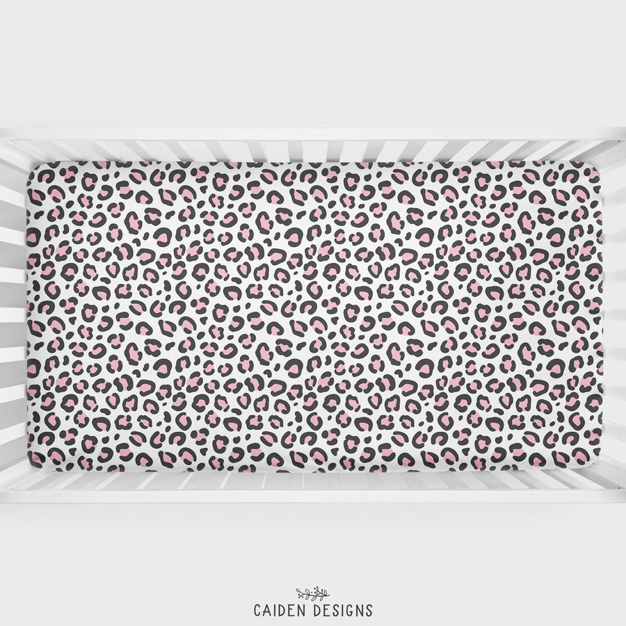 Pink Leopard Personalized Crib Sheet