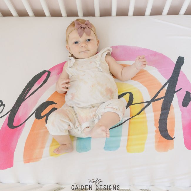 Rainbow Baby Personalized Crib Sheet