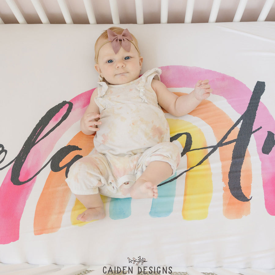 Rainbow Baby Personalized Crib Sheet