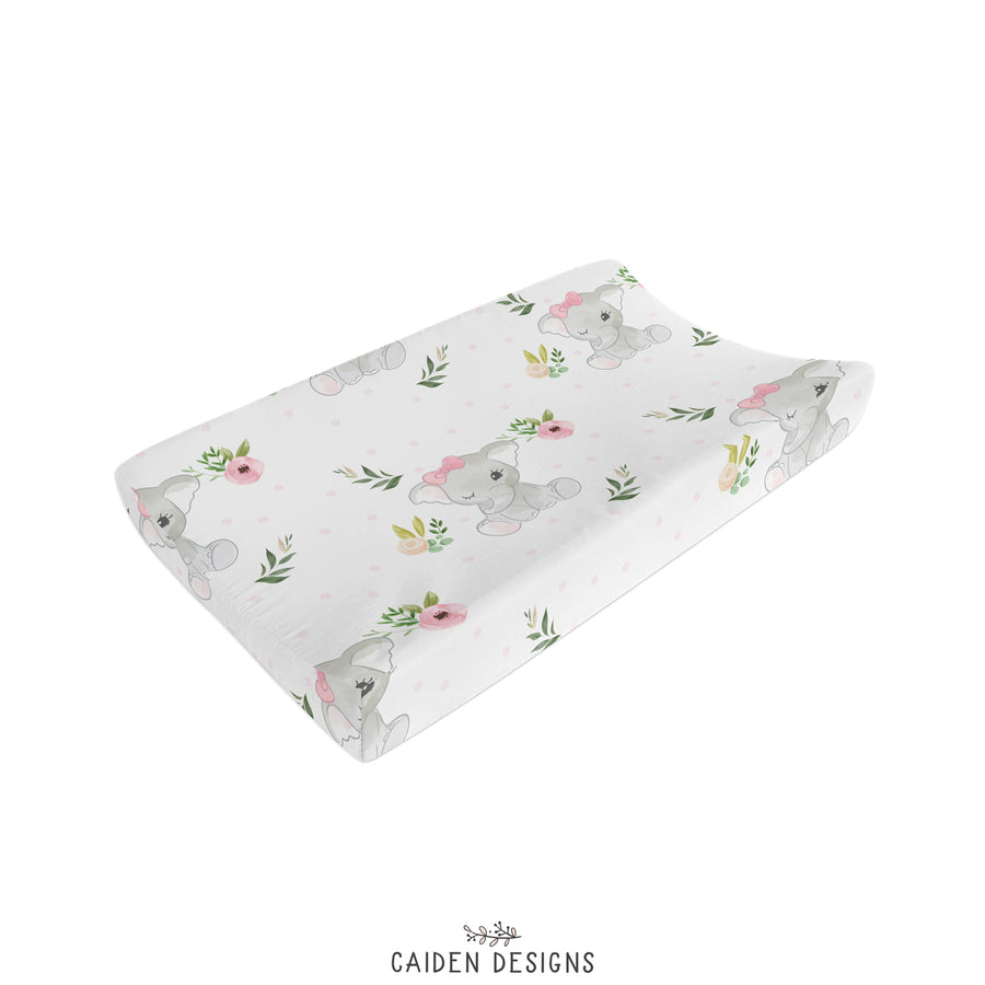 Rosey Elephant Changing Pad Cover