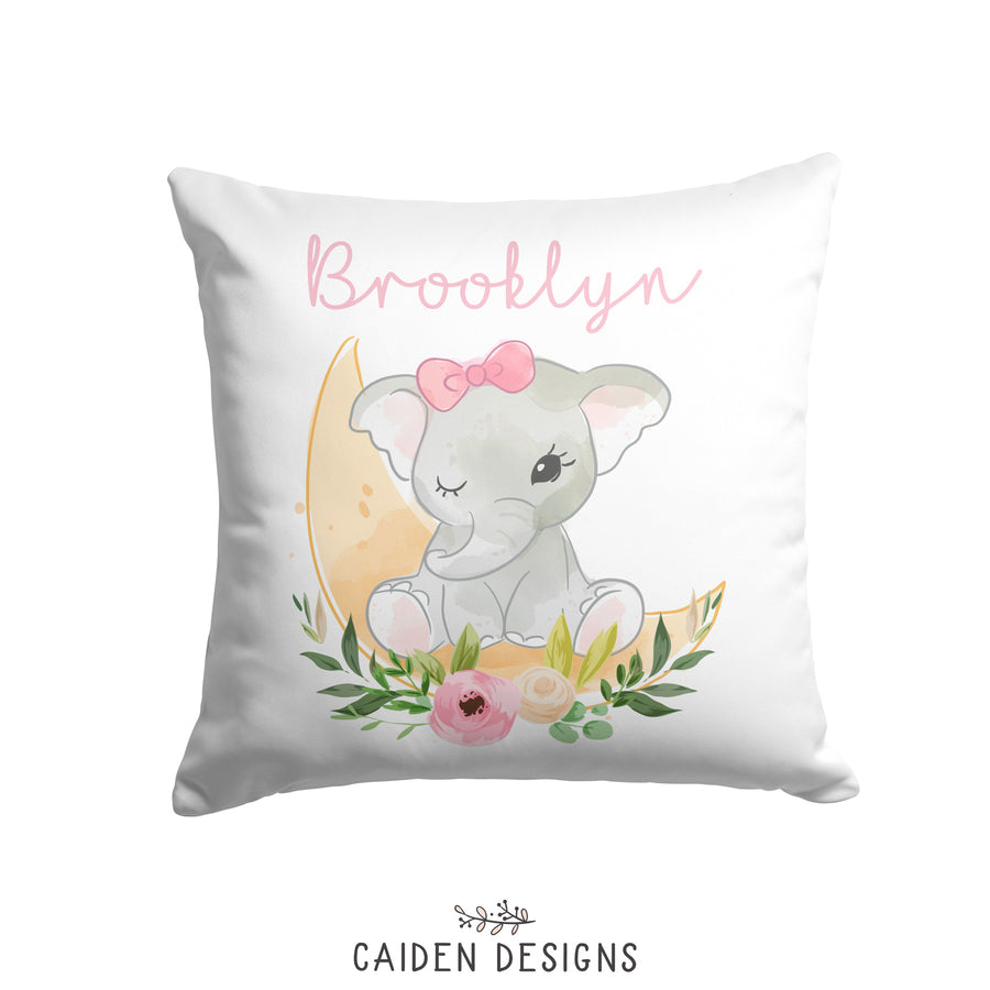 Rosey Elephant Personalized Pillow