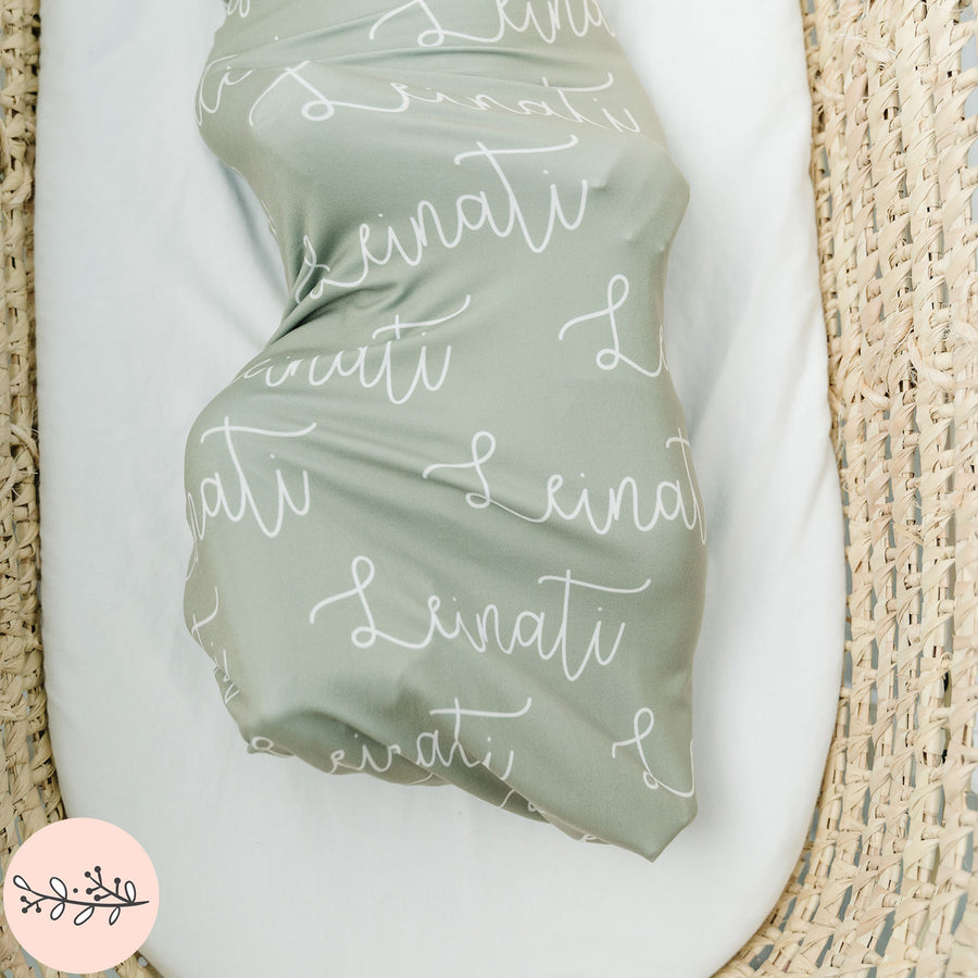 Script Personalized Name Knit Baby Swaddle Blanket