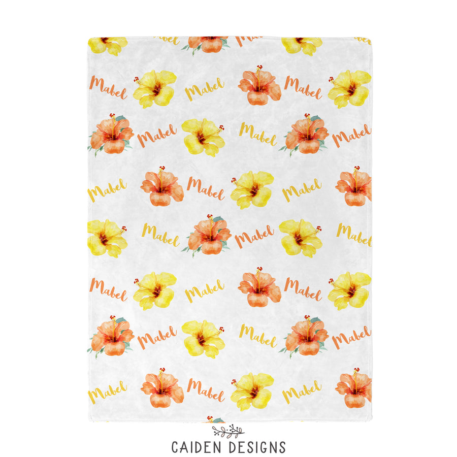 Sunny Hibiscus Personalized Blanket