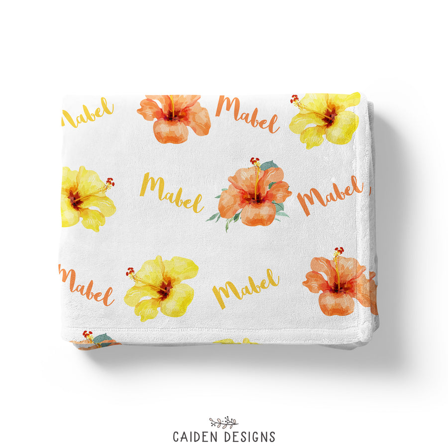 Sunny Hibiscus Personalized Blanket