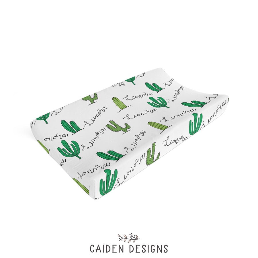 Tropical Cactus Personalized Changing Pad Cover