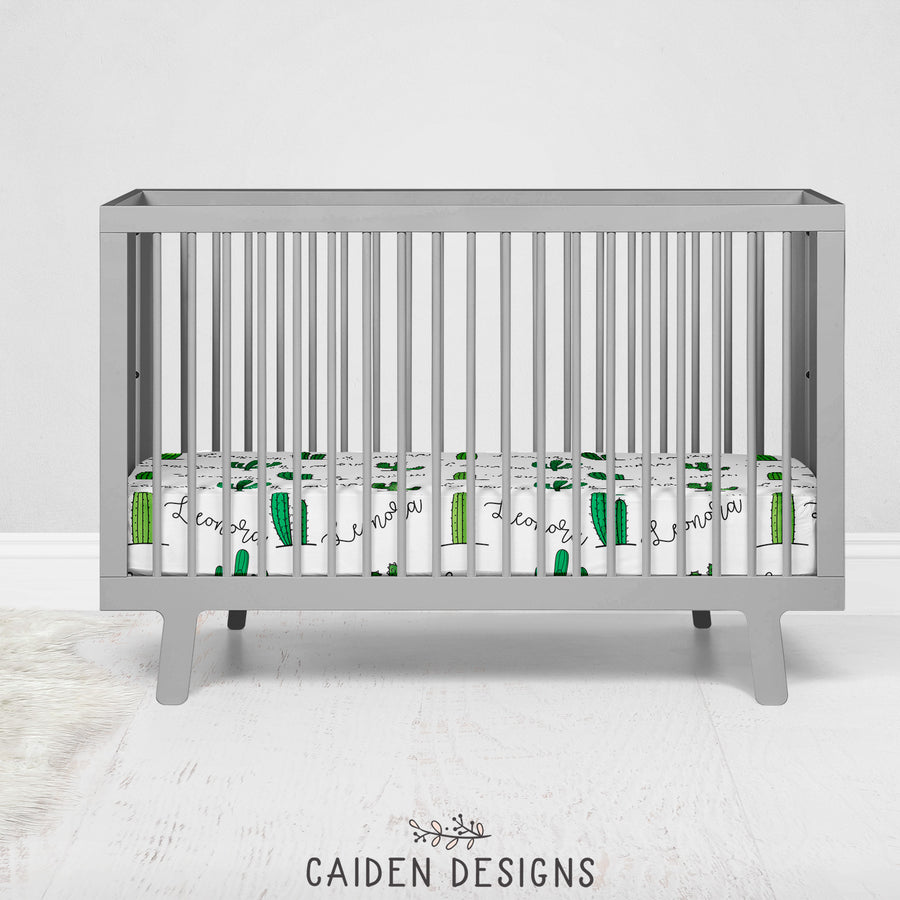 Tropical Cactus Personalized Crib Sheet