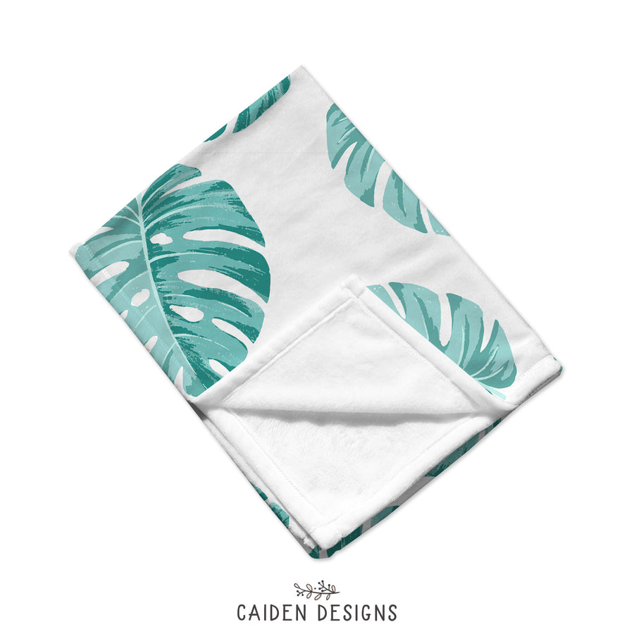 Monstera Leaves Personalized Baby Blanket