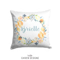 Watercolor Roses & Thistles Personalized Pillow