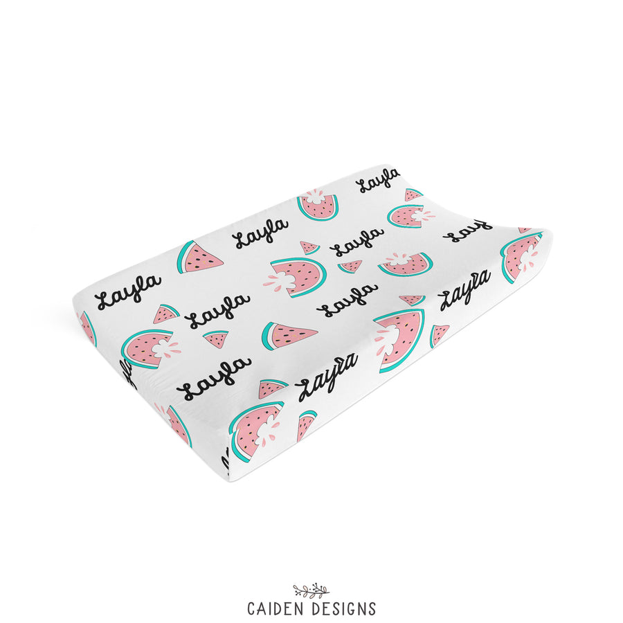 Watermelon Personalized Changing Pad Cover