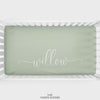 Dusty Sage Script Personalized Crib Sheet